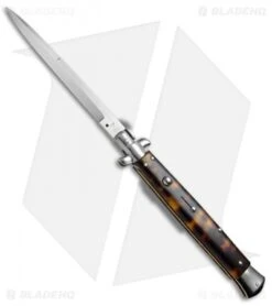 SKM 13" Italian Stiletto Automatic Knife Tortoise Acrylic (5.7" Satin Bayonet)