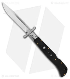 Italian Style 11" Roma Drop Point Automatic Swinguard Black G-10 (4.6" Polished)
