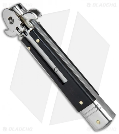 AKC Leverletto 7.5" Lever Lock Automatic Italian Knife Ebony (3.2" Satin) - Image 2