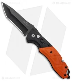 Bear OPS Bold Action V Tanto Automatic Rescue Knife Blk/Orng G-10 (3.25" Black)