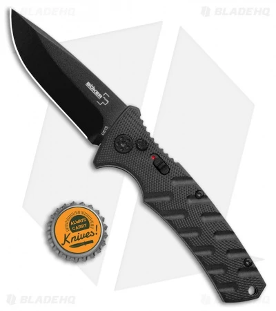 Boker Plus Strike Drop Point Automatic Knife (3.25" Black D2) - Image 4
