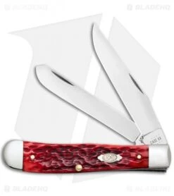 Case Trapper Knife 4.25" Peach Seed Jigged Dark Red Bone (6254 CV) 31950