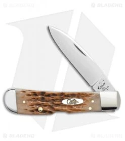 Case Tribal Lock Knife 4.125" Peach Seed Jigged Amber Bone (TB612010L SS) 00247