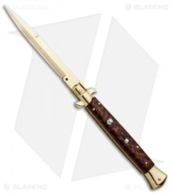 Frank B 11" Italian Stiletto Bayonet Knife Gold Plated Snakewood (5" Gold)