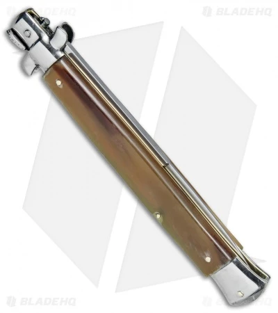 Frank B. 13" Italian Stiletto Bayonet Automatic Knife Honey Horn (6" Satin) - Image 3
