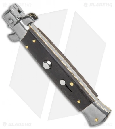 Frank B. 9" Ebony Wood Automatic Stiletto Knife - Kris Satin Plain - Image 2