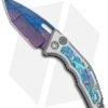 Heretic Knives Custom Medusa Automatic Knife Ti/Abalone (3" Blue Damascus)