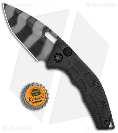 Heretic Knives Martyr Automatic Knife Black Aluminum (3" Tiger Stripe) - Image 4