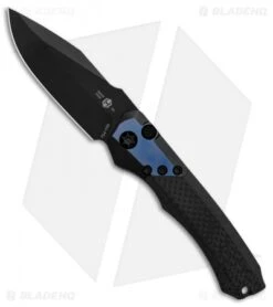 Heretic Knives Wraith Automatic Knife Carbon Fiber/Blue Titanium (3.6" Black)
