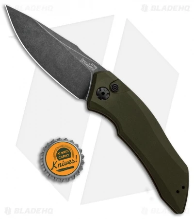 Kershaw Launch 1 Automatic Knife Olive Green Aluminum (3.4" BlackWash) 7100OLBW - Image 4
