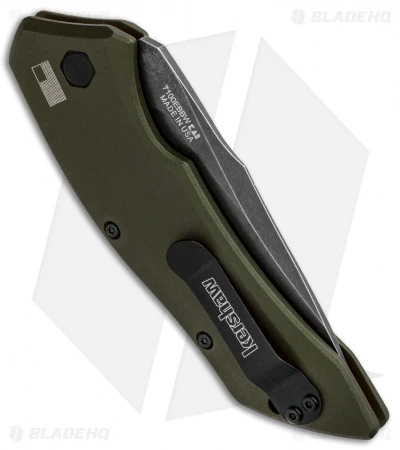 Kershaw Launch 1 Automatic Knife Olive Green Aluminum (3.4" BlackWash) 7100OLBW - Image 3