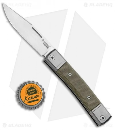 LionSteel BestMan Traditional Slip Joint Knife Green Micarta (2.8" Satin) BHQ - Image 4