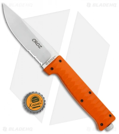Maserin Croz Fixed Blade Hunting Knife Orange G-10 (4.3" Satin Serr) - Image 4