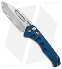 Medford Praetorian Swift Automatic Tanto Blue W/ Flamed Hardware (3.3" Tumbled)