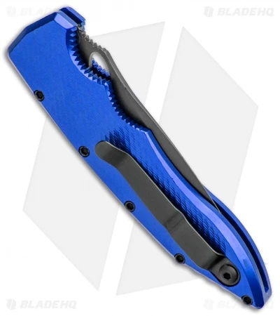 Piranha Mini Predator Blue Tactical Automatic Knife (3.5" Black) - Image 3