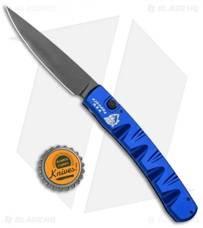 Piranha Virus Automatic Knife Blue Tactical (3.25" Black) - Image 4