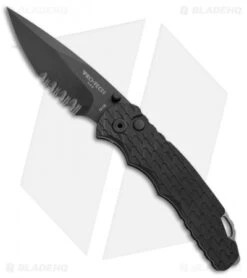 Pro-Tech Lerch TR-5 Spring Assisted Knife Black Feathered (3.25" Black Serr)
