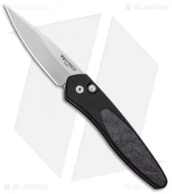 Pro-Tech Newport Black Automatic Knife Red Marble Carbon Fiber (3" Stonewash)