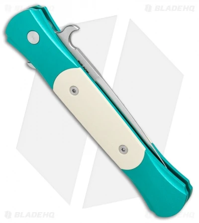 Pro-Tech The Don Custom Automatic Knife Teal/Ivory Micarta (3.5" Satin) - Image 3