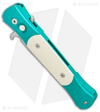 Pro-Tech The Don Custom Automatic Knife Teal/Ivory Micarta (3.5" Satin) - Image 2