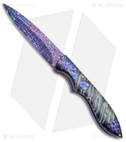 Rainy Vallotton Custom Mini Wasp Automatic Knife Green Mammoth (3.6" Damascus)