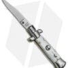 SKM 4.5" Italian Mini Stiletto Clip Point Automatic Knife White Pearlex