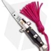SKM Italian Stiletto Keychain Automatic Knife Black/Pink (1.125" Satin)