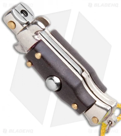 SKM Italian Stiletto Keychain Automatic Knife Brown/Yellow (1.125" Satin) - Image 2