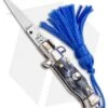 SKM Italian Stiletto Keychain Automatic Knife Marble/Blue (1.125" Satin)