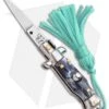 SKM Italian Stiletto Keychain Automatic Knife Marble/Teal (1.125" Satin)