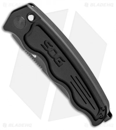 SOG-TAC Tanto Automatic Knife Black Aluminum (3.5" Black Serr) ST-04 - Image 2