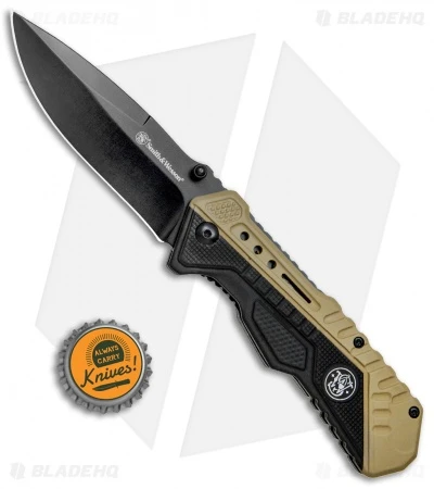 Smith & Wesson Spring Assisted Knife Black & Tan (3.3" Black) 1084302 - Image 4