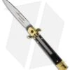 AKC Leverletto 7.75" Lever Lock Auto Italian Knife Dark Horn (3.2" Satin Flat)