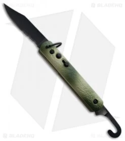 Colonial Knife Company M-724S Camo Auto Rescue Military Knife (3" Black Serr)