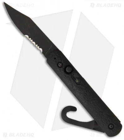 Colonial Knife Company M-724 Black Auto Rescue Military Knife W/Clip (3" Serr)
