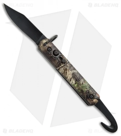 Colonial Knife Company M-724 Camo Auto Rescue Military Knife (3" Black)