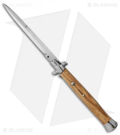 Frank B. Italian Stiletto Lockback Automatic Knife Olive Wood (5" Polish)