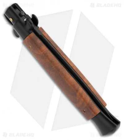 Frank B 9" Italian Stiletto Automatic Knife Sim Briar Wood (4" Black Dagger) - Image 2