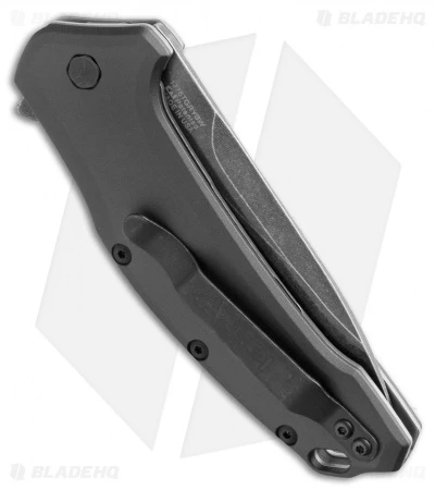 Kershaw Link Drop Point Knife Gray Aluminum (3.25" BlackWash Serr) 1776GRYBWST - Image 2