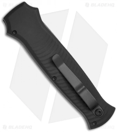 Piranha Bodyguard Automatic Knife Black Tactical (3.3" Black Serr) - Image 2