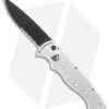 Piranha P1 Pocket Automatic Knife Silver Tactical (3.2" Black Serr)