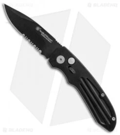 Smith & Wesson Extreme Ops Drop Point Automatic Knife (3.25" Black Serr) SW50BS