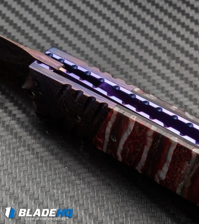 Rainy Vallotton Custom Vendetta Automatic Red Mammoth Molar (4.25" Damascus) - Image 6